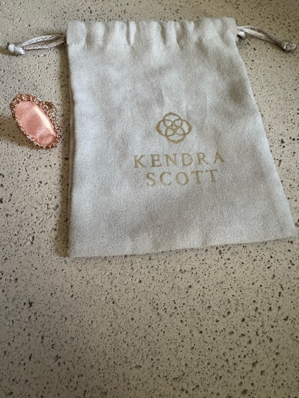 KENDRA SCOTT MACRAME ELLEN ROSE GOLD BLUSHWOOD COCKTAIL RING